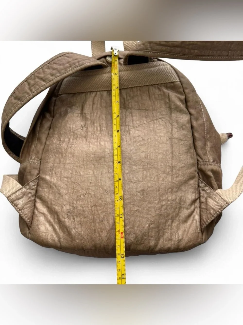 Kipling Rose Gold Metallic Backpack Medium Bag with Monkey Key chain charm